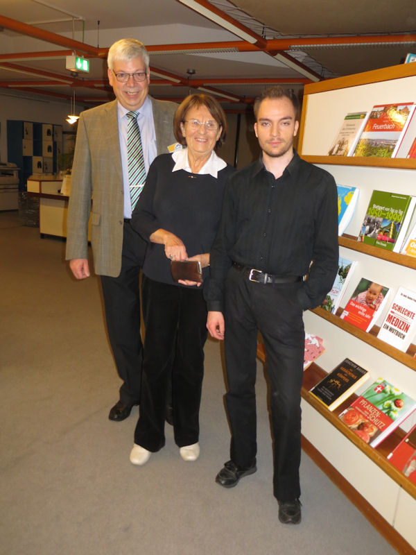 Verleger Titus Häusermann / Autorin Sigrid Ramge / Akkordeonspieler Thaddäus Fischer